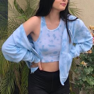 Blue tie dye zip up hoodie